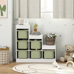 Meuble de rangement pour jouets des enfants avec 6 bacs amovibles, 3 niveaux de rangement, 96 x 38,5 x 90, vert