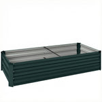 Jardinière rectangulaire potager de jardin en acier galvanisé bordure de sécurité et fond ouvert 150x70x30cm vert