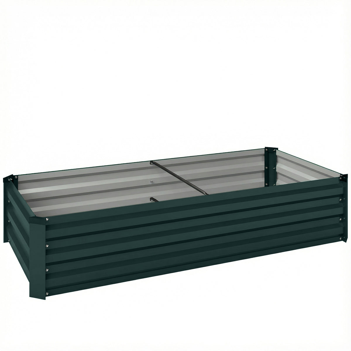 Jardinière rectangulaire potager de jardin en acier galvanisé bordure de sécurité et fond ouvert 150x70x30cm vert