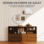 Lot de 2 miroirs muraux, miroirs décoratifs irréguliers en forme de galet, cadre en métal, 70 x 46 cm/49,5 x 31 cm, noir