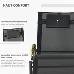 Chaise longue à bascule avec tétière utilisation extérieure intérieure noir