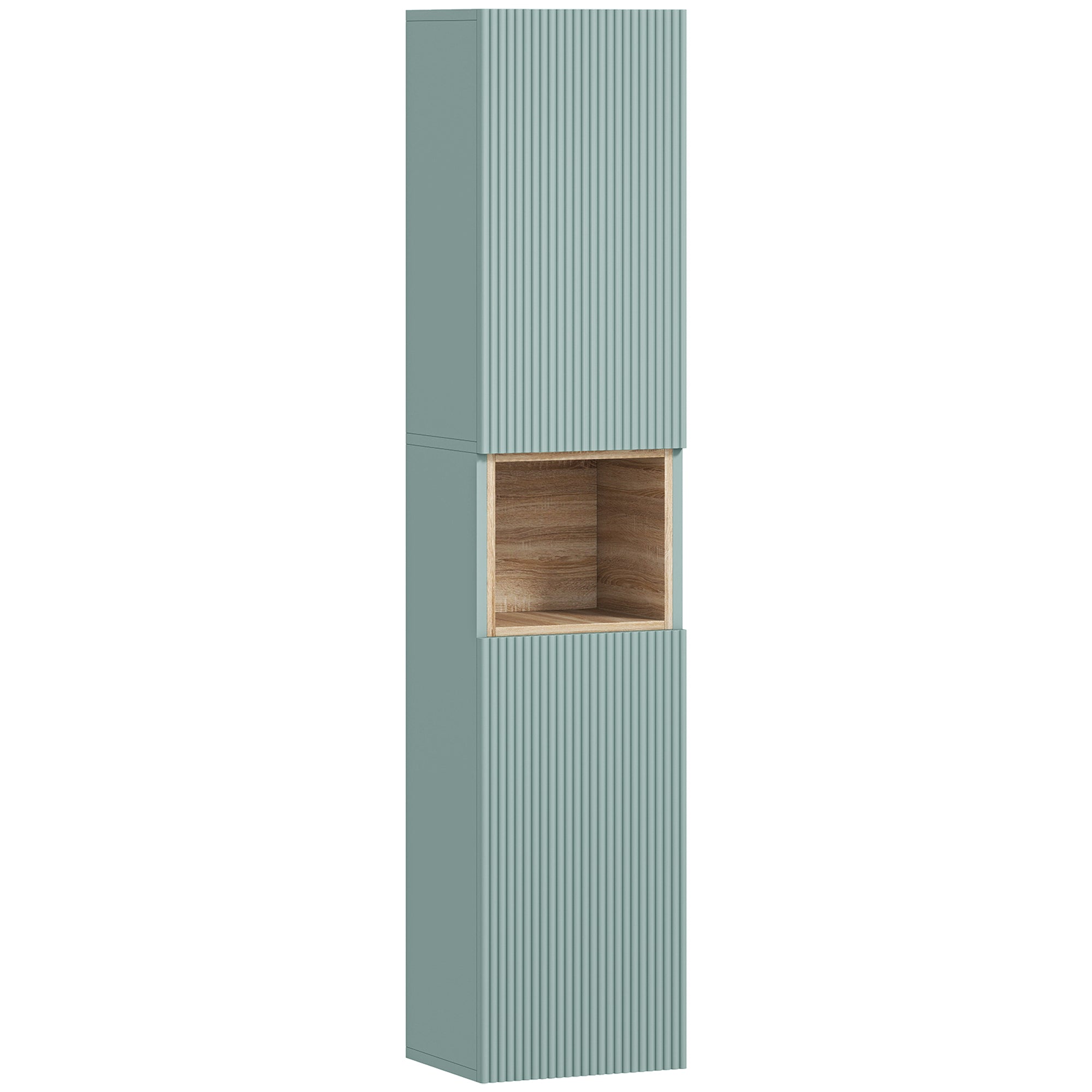 Mobile a colonna per bagno, mobiletto, 2 ante, scomparto e ripiani regolabili, 30x24x140cm, verde
