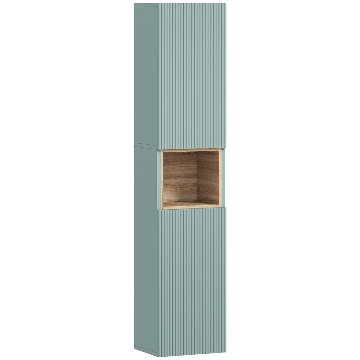 Mobile a colonna per bagno, mobiletto, 2 ante, scomparto e ripiani regolabili, 30x24x140cm, verde