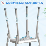 Shower stool for the elderly and disabled with armrests, height adjustable, non-slip feet, gray