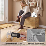 Coffre de Rangement, Banc de Rangement avec Couvercle Rabattable et Charnières de Sécurité, 80 x 40 x 45 cm, Naturel