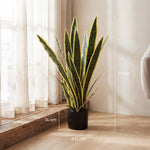 Plante Artificielle Sansevieria 77 cm avec 21 Feuilles Ajustables et Pot, Facile à Nettoyer, pour Bureau, Chambre, Vert