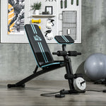 Klappbare, neigungsverstellbare Hantelbank mit Beinstrecker, Stahl, 54 × 160 × 106 cm, Schwarz-Blau