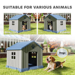 Caseta para perro de exterior casa perro exterior con rejillas de ventilación y suelo elevado 85 x 79 x 82 cm azul