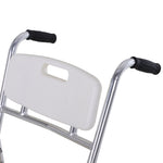 Chaise percée à roulettes - fauteuil roulant percé - chaise de douche - seau amovible, accoudoirs, repose-pied - acier chromé HDPE blanc