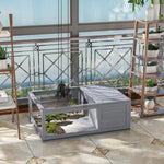 Maison enclos cage habitat pour petit animal tortues avec 2 espaces 91 x 60,5 x 32 cm bois massif gris