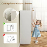 Meuble à chaussures 14 paires armoire à chaussures 7 niveaux avec 6 étagères réglables 2 portes à fermeture douce blanc