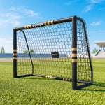 Futbol-atea babes-aparrarekin, lurreko 6 piketarekin eta PE sarearekin, 240x85x160cm, horia
