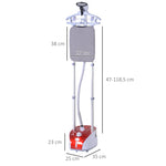 Défroisseur vapeur vertical 1950 W 32g/min, réservoir d'eau de 2 litres, tige télescopique, fer vertical autonomie 45min, 11 températures réglables, prêt en 38s, planche et cintre fournis rouge