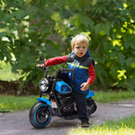 Moto électrique pour enfants 3 km/h 6V avec phare LED 2 roues d'entraînement de 18 à 36 mois avec moteur puissant bleu