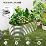 Carré potager de jardin potager surélevé, résistant à la rouille en acier galvanisé 160 x 80 x 56 cm argent