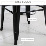 Lot de 4 tabourets de Bar Empilable Chaise de Bar Industriel avec Repose-Pied Hauteur d'Assise 76 cm, cadre en métal, style rétro, pour salle à manger, balcon, bistrot ou bar, Noir