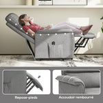 Fauteuil releveur électrique avec repose-pied dossier inclinable télécommande et pochette gris-7