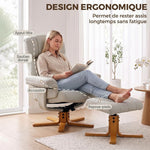 Recliner chair with footrest, relaxation chair, reclining backrest, padded seat, 79x80x104cm, cream