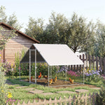 Enclos pour Poules XXL 6 m² - Grand Parcours Extérieur en Acier Galvanisé 3x2x2m - Volière de Jardin Anti-renard avec Bâche de Toit pour 4-6 Poules, Canards ou Lapins, Gris