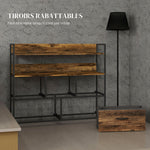 Commode, meuble de rangement, 5 tiroirs en tissu pliables et amovibles et étagères, 98 x 29 x 85 cm, brun rustique
