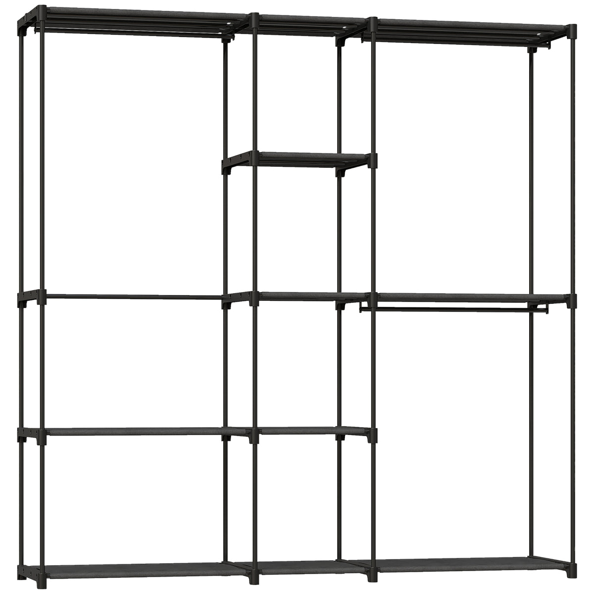Armoire de rangement, penderie en tissu avec barre de suspension et étagères, 182 x 43 x 185 cm, noir