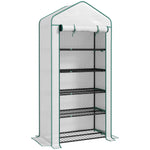 Serre de jardin Serre 5 niveaux avec 1 porte enroulable, Bâche en PE Renforcée Résistante dim. 90L x 49l x 193H cm