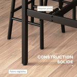 Conjunto de mesa alta de bar + 2 taburetes, estructura de acero, tablero con efecto madera de caoba, para 2 personas, negro