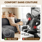 Canapé d'Angle Modulable 242 cm, Canapé 4 Places en L avec Méridienne Réversible, 2 Oreillers, Tissu Aspect Lin, Gris