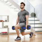 Set di manubri per bodybuilding 6-in-1, manubrio regolabile da 30 kg, kettlebell, bilanciere, supporto per flessioni, blu