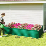 Jardinière surélevée galvanisée rectangulaire pour l'extérieur - fond ouvert - 240 x 120 x 60cm, vert