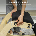 Siège assis genoux, siège ergonomique en bois avec fonction à bascule, chaise à genoux réglable pour bureau à domicile