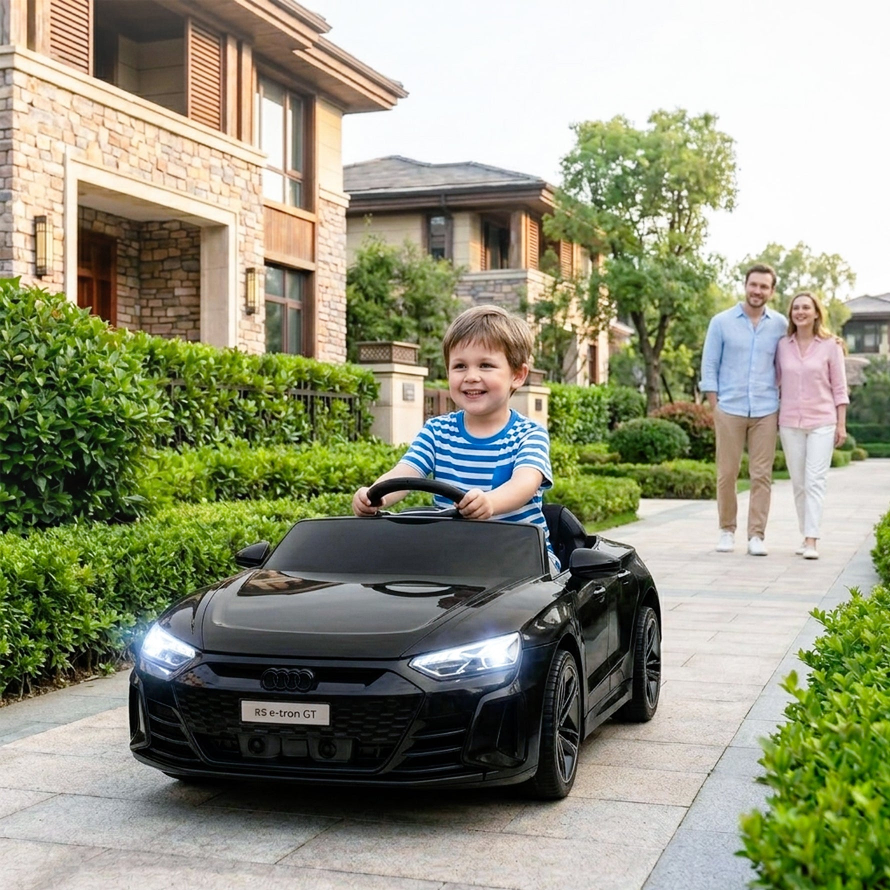 Voiture électrique enfant 12 V - véhicule électrique avec télécommande parentale fournie - V. Max. 5 Km/h - effets sonores, lumineux - Audi RS E-tron GT noir