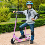 120 W-eko patinete elektriko tolesgarria 6 urtetik gorako haurrentzat, eskuleku eta jarleku erregulagarria, 10 km/h gehienez, arrosa