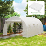 Bâche de rechange serre tunnel 12 m² 4 x 3 x 2 m PE anti-UV imperméable 8 fenêtres + porte enroulable zippée blanc