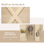 Paravent intérieur en bois 4 panneaux séparateur de pièce pliable panneau perforé 152 x 1,7 x 144,5 cm bois naturel