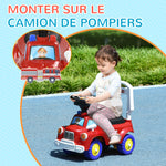 Porteur trotteur Enfants véhicule à pousser camion de pompier 18-36 Mois Coffre phares musique rouge