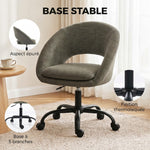 Sedia da ufficio ergonomica in ciniglia, altezza regolabile, braccioli integrati, girevole a 360°, 59x60x79-89 cm, verde scuro