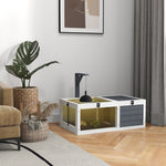 Maison enclos cage pour petit animal tortue avec 2 espaces support de lampe 81 x 48 x 31,5 cm gris