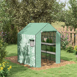 Serre de jardin avec 1 porte, 1 fenetres, étagères 3 niveaux pour Légumes Plantes Fleurs Bâche PE 140 x 143 x 190 cm