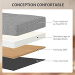 Banc de rangement pouf de rangement pliable bout de lit repose-pieds avec couvercle 76L x 38l x 38H cm gris clair