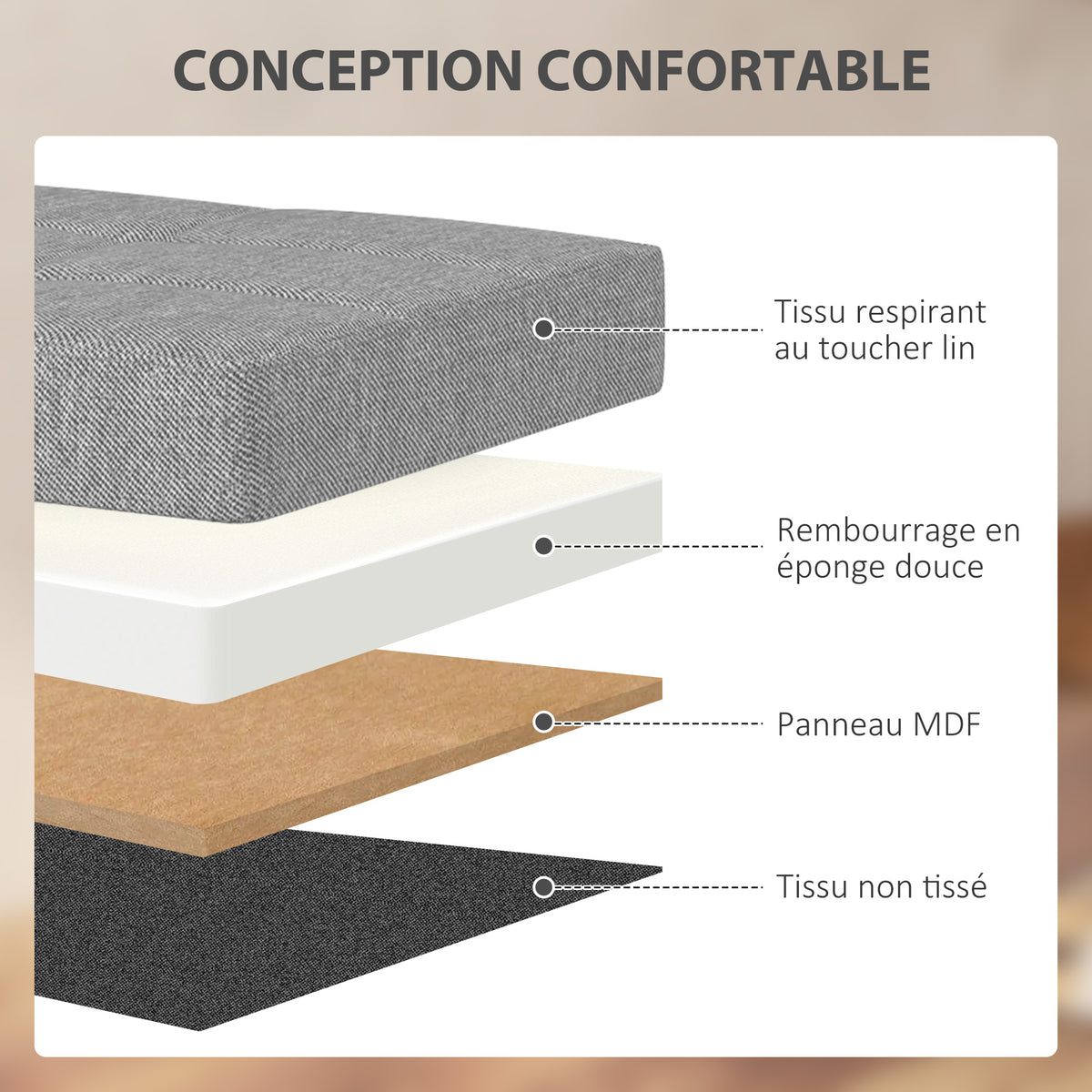 Banc de rangement pouf de rangement pliable bout de lit repose-pieds avec couvercle 76L x 38l x 38H cm gris clair