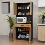 Armario de cocina tipo aparador, mueble de almacenamiento, 2 armarios, 4 puertas, 1 cajón, pasacables, 80 ancho x 40 profundo x 180 alto cm