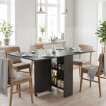 Table pliante de cuisine salle à manger amovible sur roulettes 75 x 140 x 74 cm coloris noir