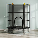 Trampoline Enfant Ø 1,40 × 1,90H m Filet de sécurité Porte zipée Couvre-Ressorts 6 poteaux rembourrés Inclus Noir