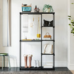 Armoire de rangement, penderie portable avec 2 barres de suspension et 6 étagères, 111 x 43 x 185 cm, noir