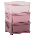 Organisateur de jouets pour enfants avec tiroirs à 3 niveaux, boîtes de rangement en plastique, 37 x 37 x 56,5 cm, rose