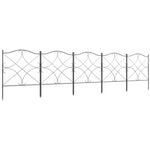 Lot de 5 clôtures de jardin décoratives en métal avec ornements 305 x 62 cm noir