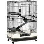 Cage pour petits animaux roulante 3 plates-formes démontables 3 rampes plateau inférieur amovible métal PP 81,2 x 52,7 x 114 cm noir
