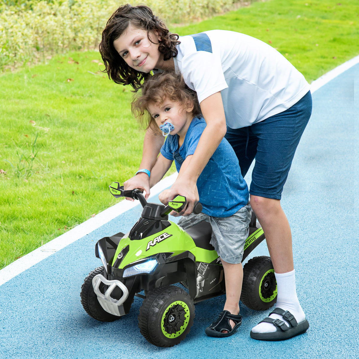 Toddler Quad Ride-on 18-36 Months dim. 67L x 38W x 44H cm Light and Sound Effects Green Black