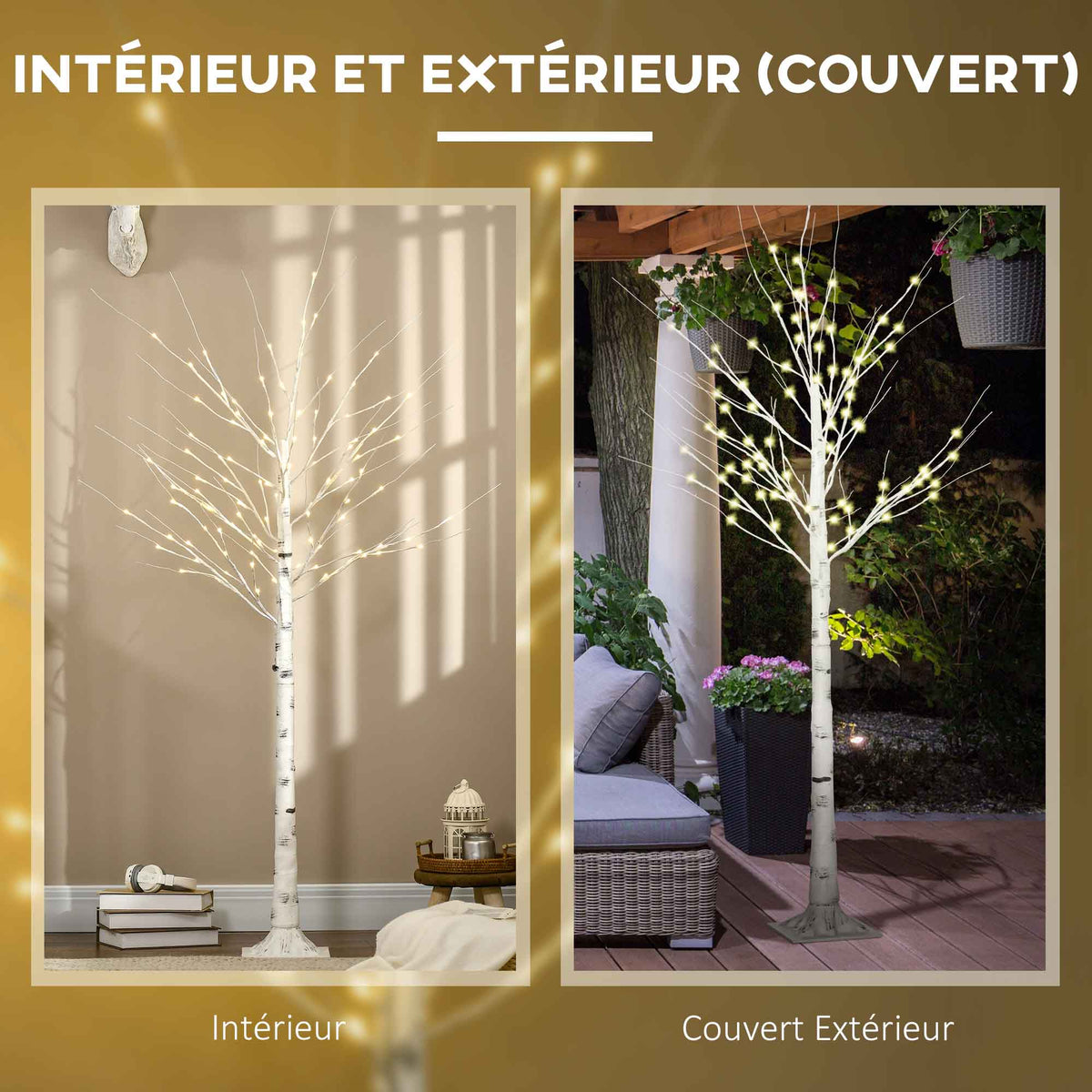 Albero luminoso a LED, decorazione luminosa bianco caldo, 96 LED 180 cm, decorazione natalizia, camera da letto, casa, bianco